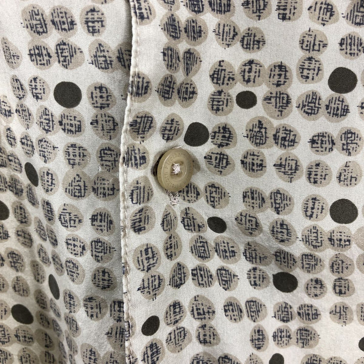 FIRETHORN Dot Pattern Short Sleeve Silk Box Shirt, Men's XL silk Beige type Vintage Second Hand