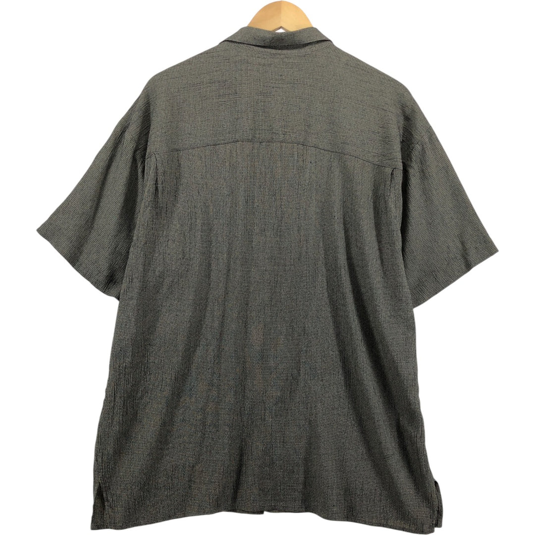 BACHRACH all-over print short-sleeved open-collar rayon box shirt, made in the USA, men's size XL Rayon ivory Vintage Second Hand