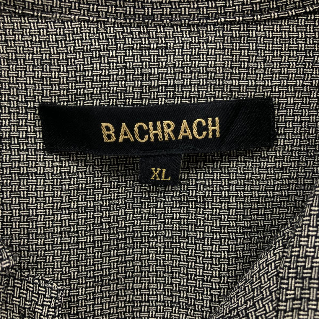 BACHRACH all-over print short-sleeved open-collar rayon box shirt, made in the USA, men's size XL Rayon ivory Vintage Second Hand