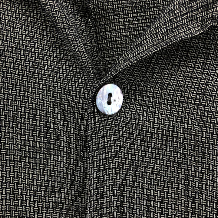 BACHRACH all-over print short-sleeved open-collar rayon box shirt, made in the USA, men's size XL Rayon ivory Vintage Second Hand