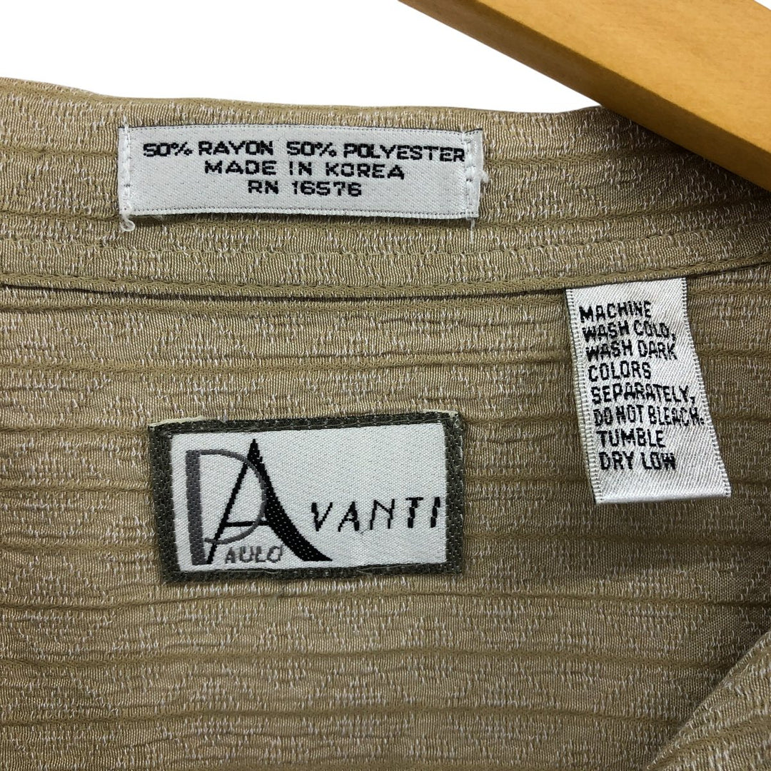 90'S PAULO AVANTI all-over print short-sleeved open-collar poly/rayon box shirt, men's size XL. Vintage. Rayon ivory Vintage Second Hand