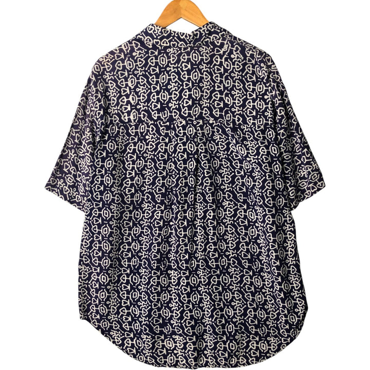 Vintage all-over print short-sleeved open-collar rayon shirt, size M. Rayon purple type Vintage Second Hand