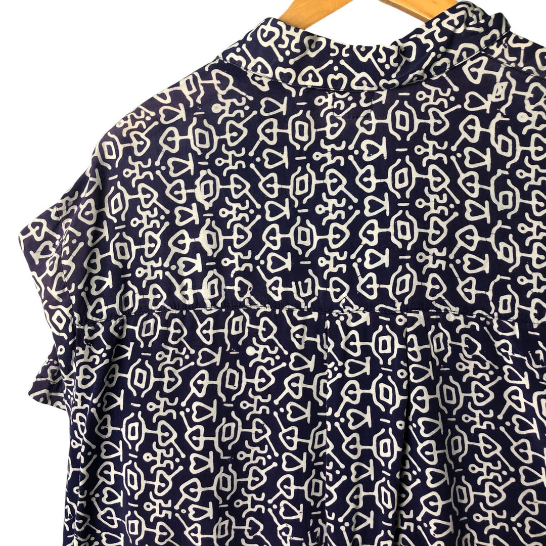 Vintage all-over print short-sleeved open-collar rayon shirt, size M. Rayon purple type Vintage Second Hand