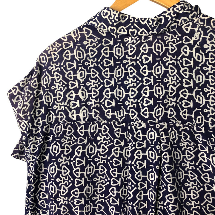 Vintage all-over print short-sleeved open-collar rayon shirt, size M. Rayon purple type Vintage Second Hand