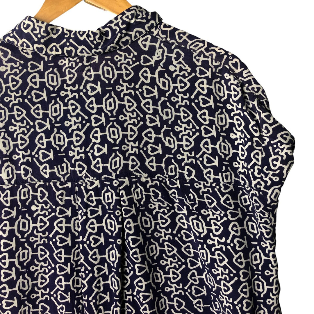 Vintage all-over print short-sleeved open-collar rayon shirt, size M. Rayon purple type Vintage Second Hand