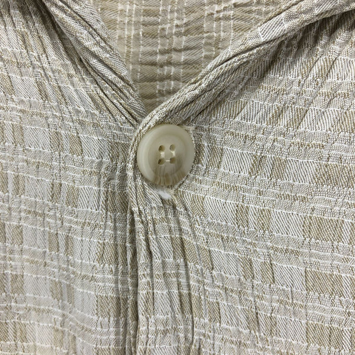 90'S BACHRACH all-over print short-sleeved acetate and rayon shirt, open collar, made in the USA, men's size L. Rayon ivory Vintage Second Hand