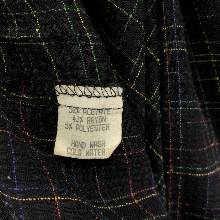MODA MILANO Boyd's Check Pattern Short Sleeve Open Collar Shirt, Men's Size L acetate black type Vintage Second Hand