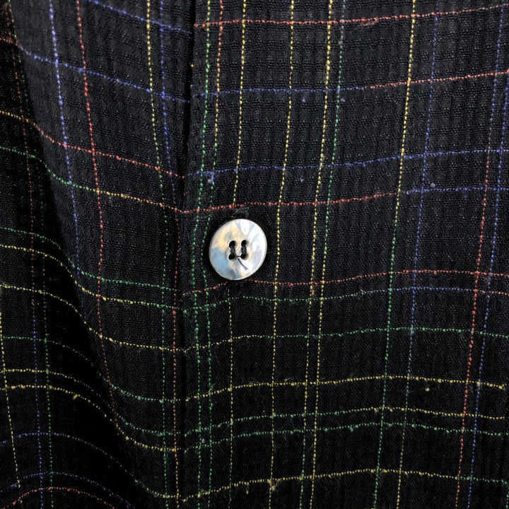 MODA MILANO Boyd's Check Pattern Short Sleeve Open Collar Shirt, Men's Size L acetate black type Vintage Second Hand