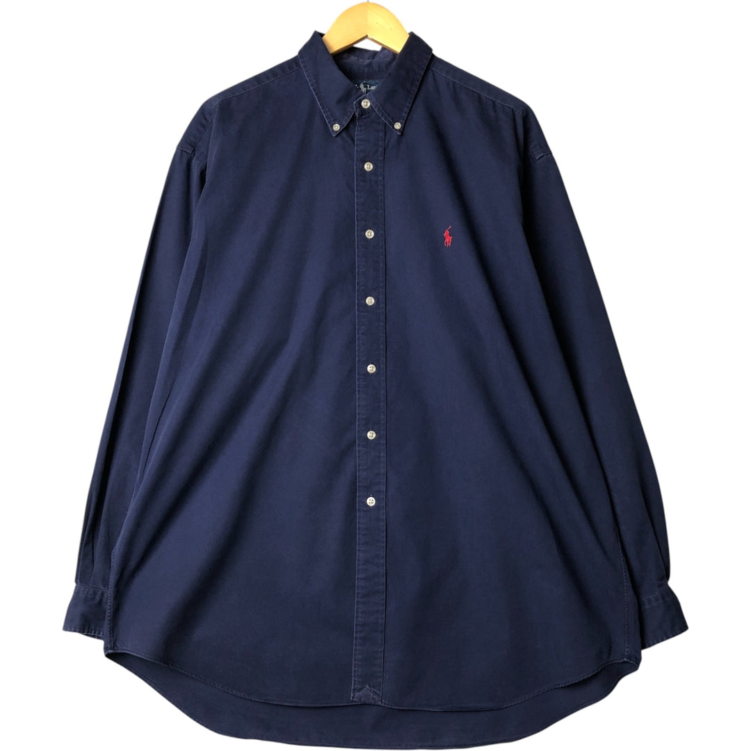 Ralph Lauren BLAKE long sleeve button down shirt, men's XL size cotton Navy blue Vintage Second Hand