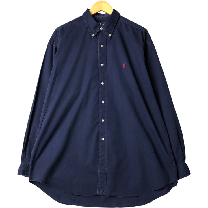 Ralph Lauren BLAKE long sleeve button down shirt, men's XL size cotton Navy blue Vintage Second Hand