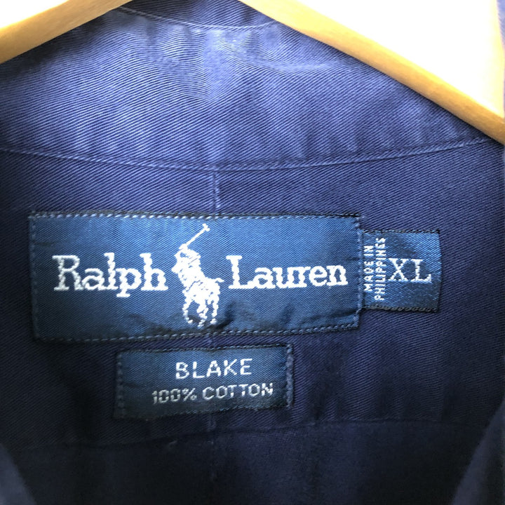 Ralph Lauren BLAKE long sleeve button down shirt, men's XL size cotton Navy blue Vintage Second Hand