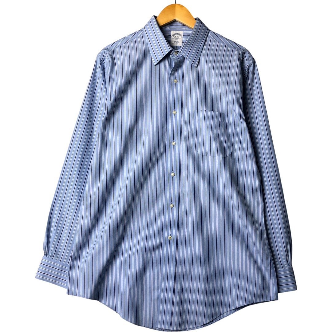 Brooks Brothers Est.1818 Long Sleeve Cotton Striped Shirt, Men's Size L cotton Blue type light blue Vintage Second Hand