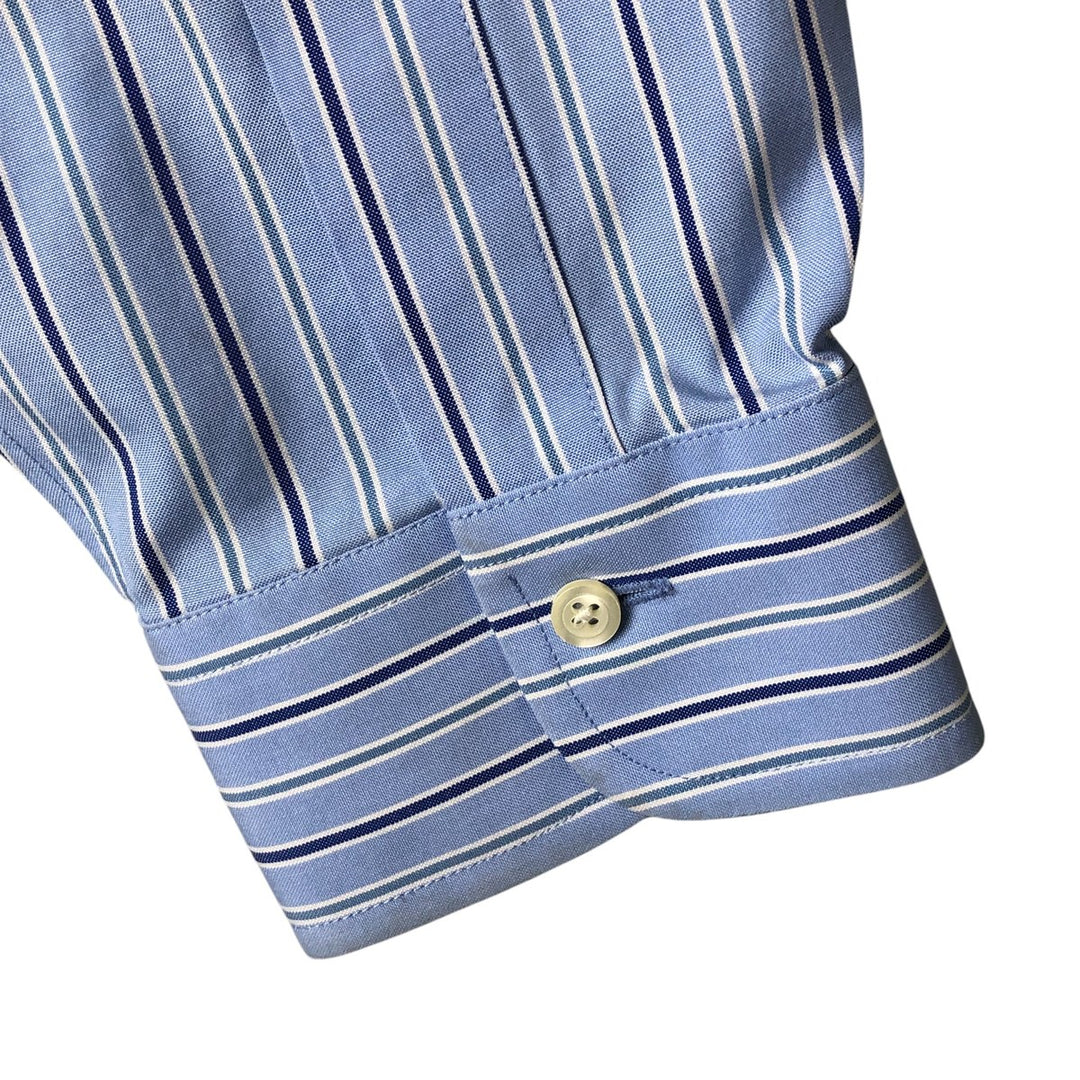 Brooks Brothers Est.1818 Long Sleeve Cotton Striped Shirt, Men's Size L cotton Blue type light blue Vintage Second Hand