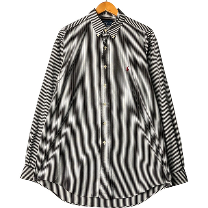 Ralph Lauren Classic Fit Long Sleeve Button Down Striped Shirt Men's Size L cotton black type Vintage Second Hand