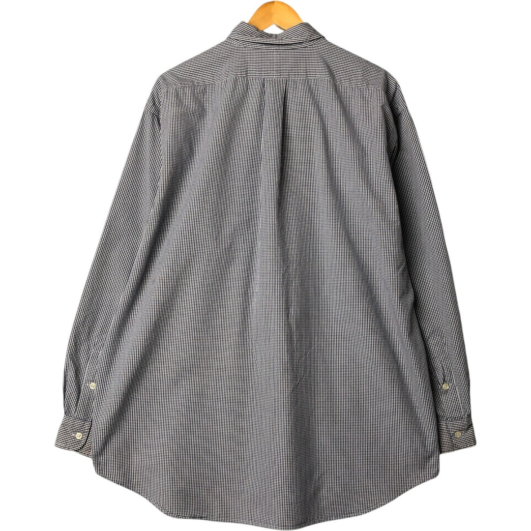 Ralph Lauren BLAKE gingham check long-sleeve button-down check shirt, made in China, men's size XL cotton navy blue type Vintage Second Hand