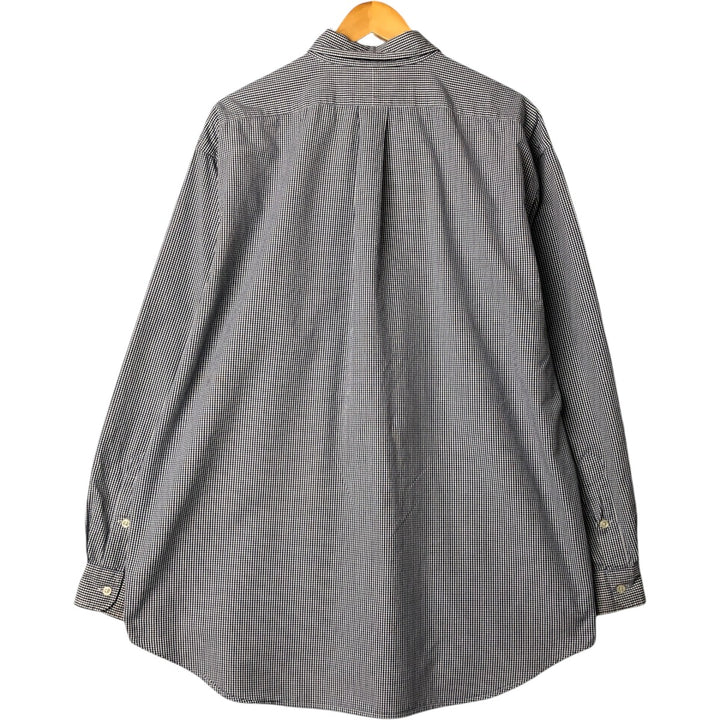 Ralph Lauren BLAKE gingham check long-sleeve button-down check shirt, made in China, men's size XL cotton navy blue type Vintage Second Hand