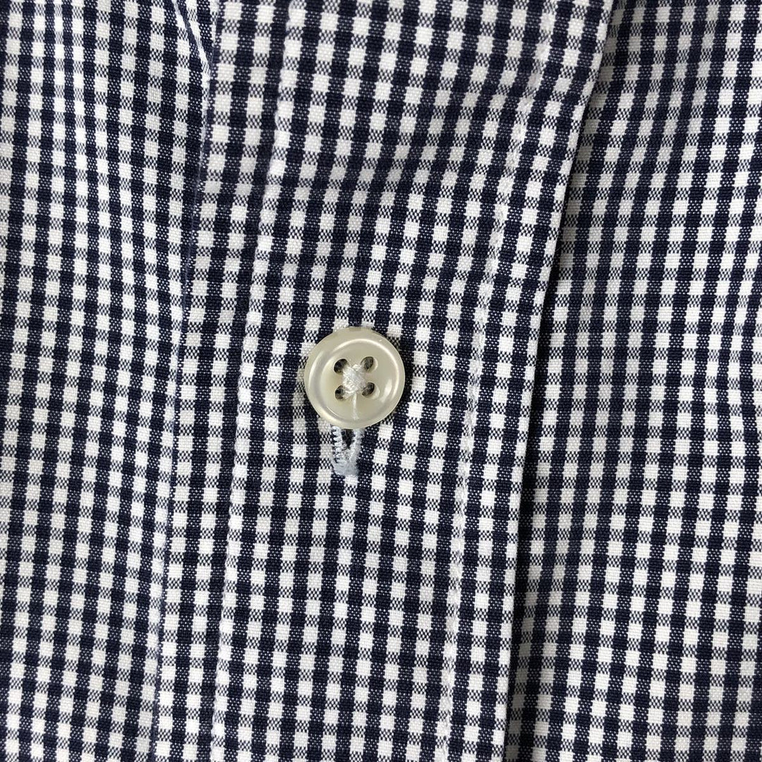 Ralph Lauren BLAKE gingham check long-sleeve button-down check shirt, made in China, men's size XL cotton navy blue type Vintage Second Hand