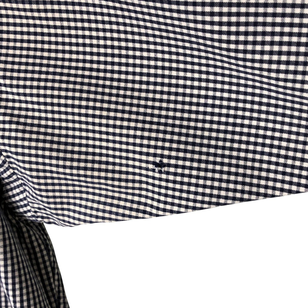 Ralph Lauren BLAKE gingham check long-sleeve button-down check shirt, made in China, men's size XL cotton navy blue type Vintage Second Hand