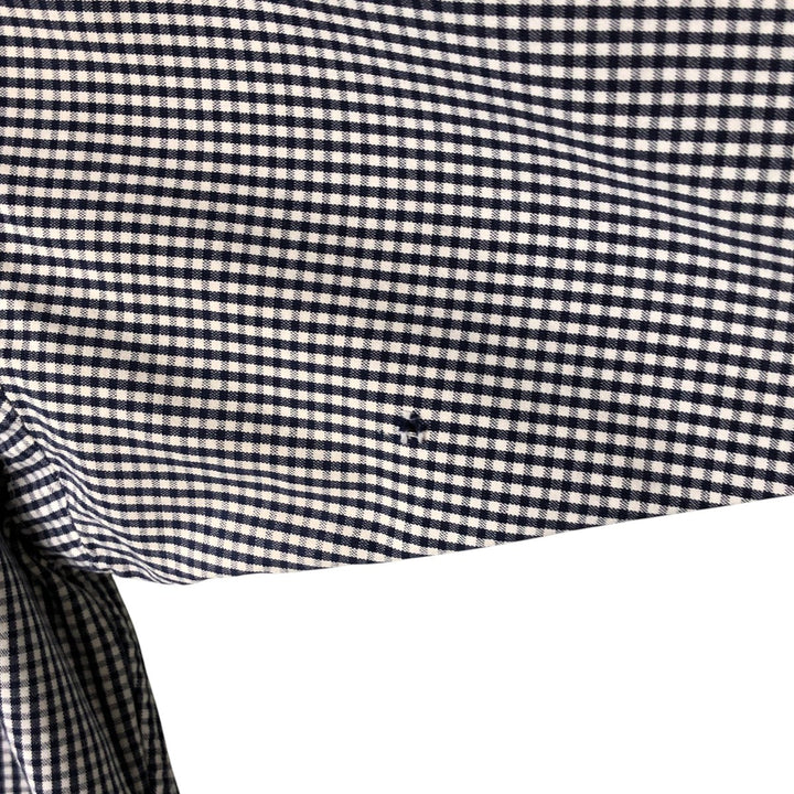 Ralph Lauren BLAKE gingham check long-sleeve button-down check shirt, made in China, men's size XL cotton navy blue type Vintage Second Hand
