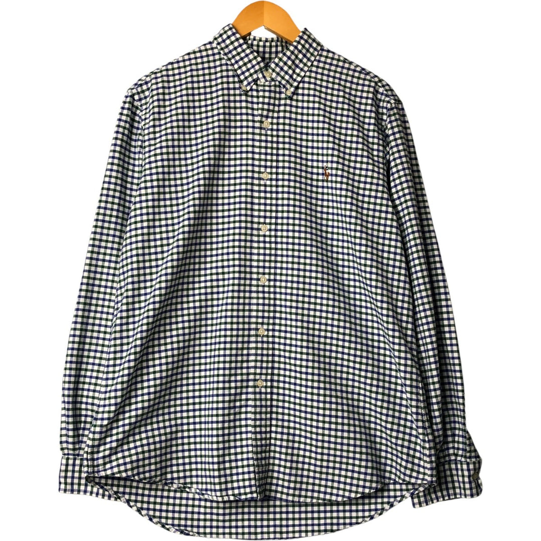 Ralph Lauren long sleeve button down check shirt, men's size L cotton white type Vintage Second Hand