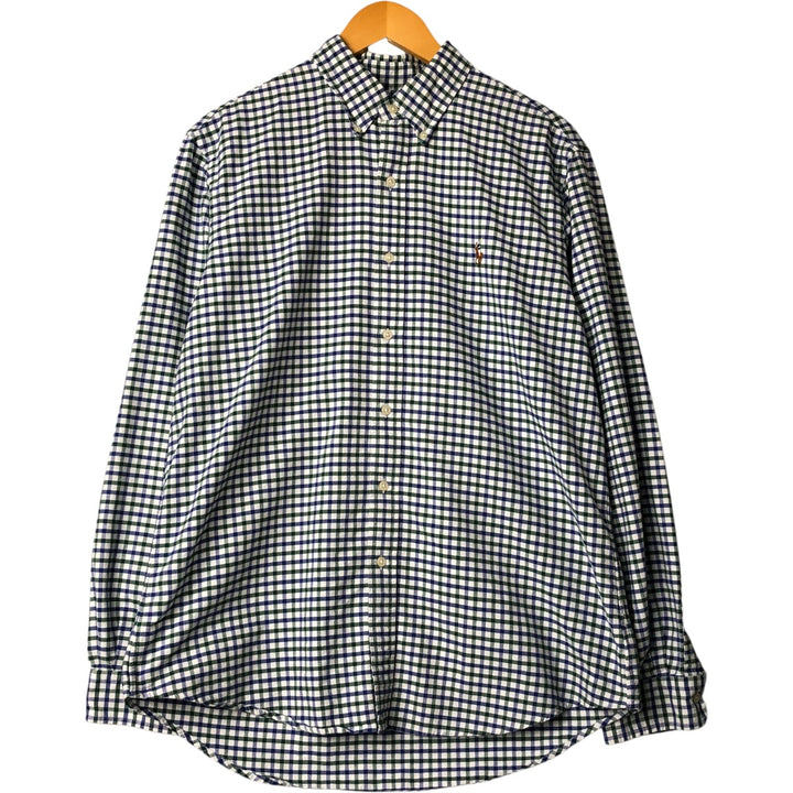 Ralph Lauren long sleeve button down check shirt, men's size L cotton white type Vintage Second Hand