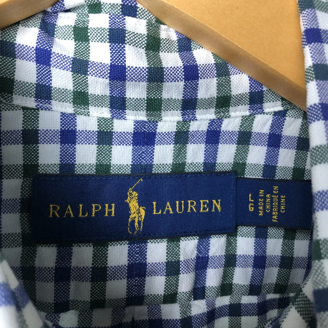 Ralph Lauren long sleeve button down check shirt, men's size L cotton white type Vintage Second Hand