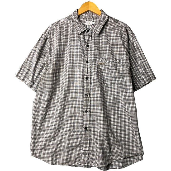 90s~00'S Calvin Klein short sleeve cotton check shirt men's XL size vintage cotton gray type Vintage Second Hand