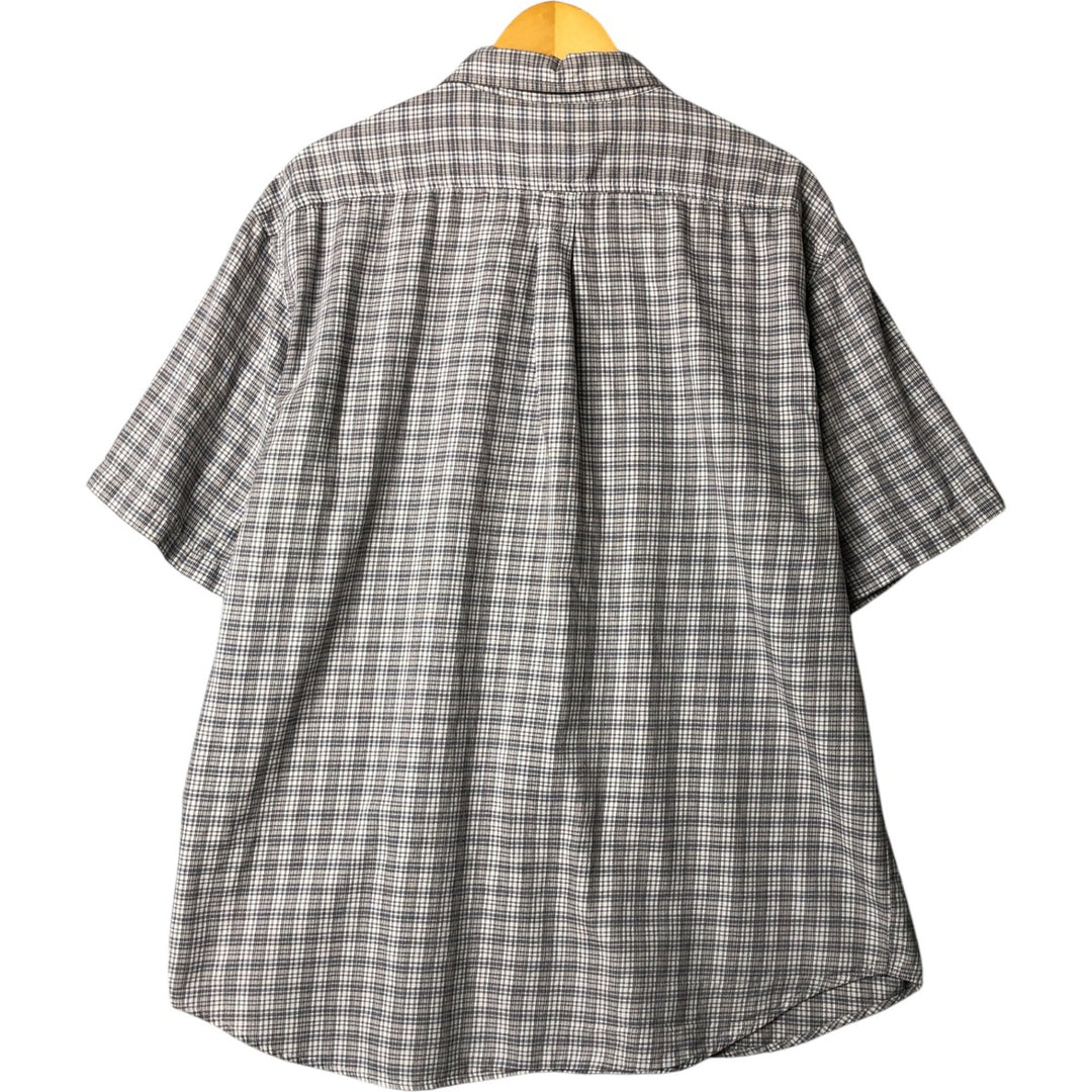 90s~00'S Calvin Klein short sleeve cotton check shirt men's XL size vintage cotton gray type Vintage Second Hand