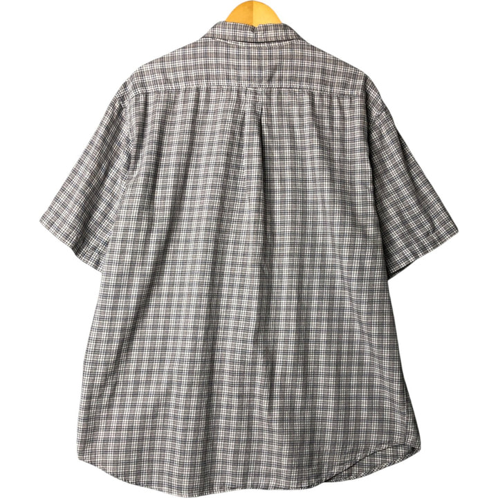 90s~00'S Calvin Klein short sleeve cotton check shirt men's XL size vintage cotton gray type Vintage Second Hand