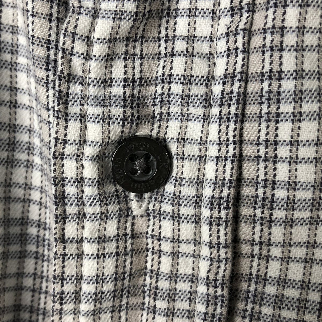 90s~00'S Calvin Klein short sleeve cotton check shirt men's XL size vintage cotton gray type Vintage Second Hand