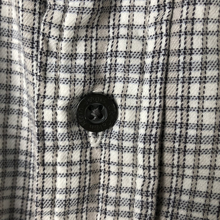 90s~00'S Calvin Klein short sleeve cotton check shirt men's XL size vintage cotton gray type Vintage Second Hand