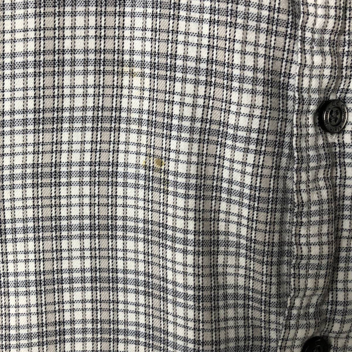 90s~00'S Calvin Klein short sleeve cotton check shirt men's XL size vintage cotton gray type Vintage Second Hand
