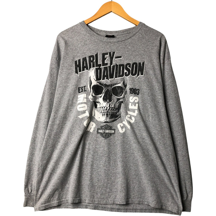 Harley-Davidson Skull Pattern Motorcycle Bike T-shirt Men's XL cotton gray type Vintage Second Hand