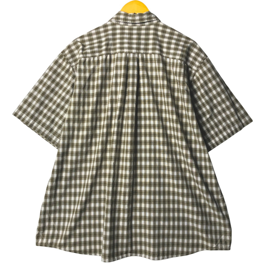 2000'S Eddie Bauer Check Pattern Short Sleeve Cotton Check Shirt, Men's XXL cotton green type Vintage Second Hand