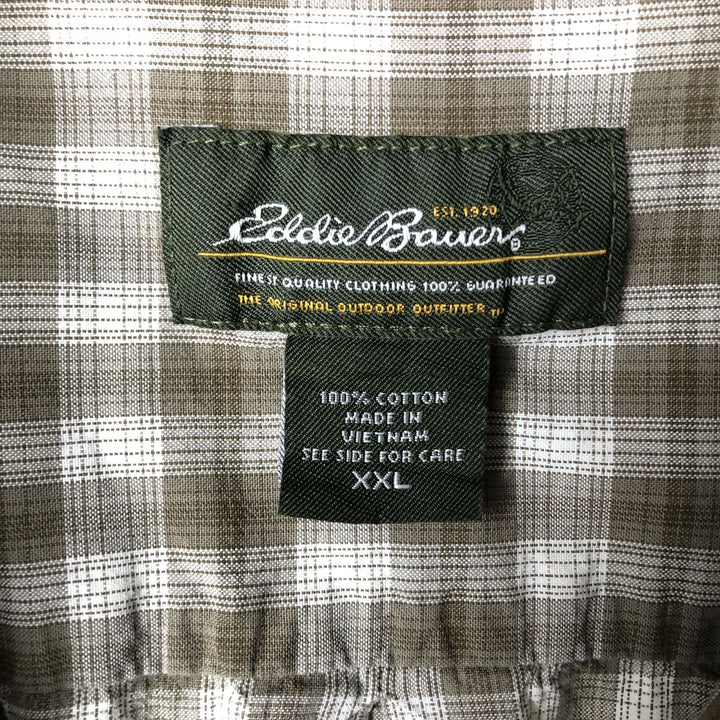 2000'S Eddie Bauer Check Pattern Short Sleeve Cotton Check Shirt, Men's XXL cotton green type Vintage Second Hand