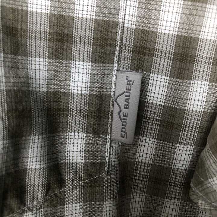 2000'S Eddie Bauer Check Pattern Short Sleeve Cotton Check Shirt, Men's XXL cotton green type Vintage Second Hand