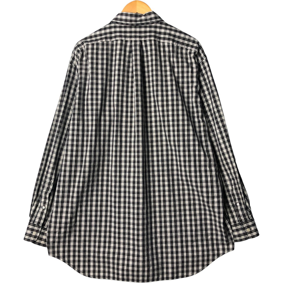 Ralph Lauren BIG SHIRT Long sleeve button-down check shirt Men's L size cotton white type Vintage Second Hand