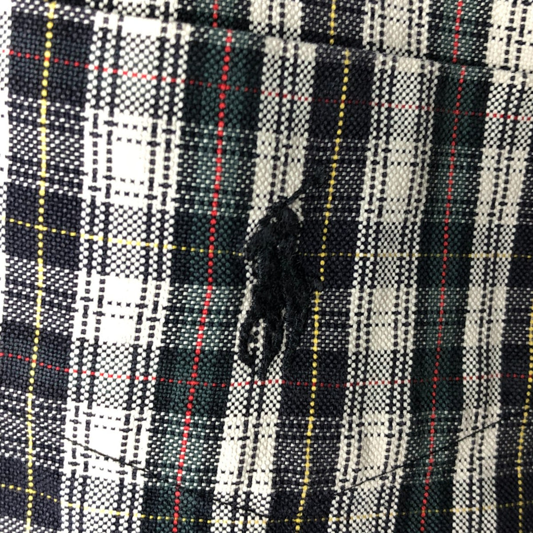 Ralph Lauren BIG SHIRT Long sleeve button-down check shirt Men's L size cotton white type Vintage Second Hand