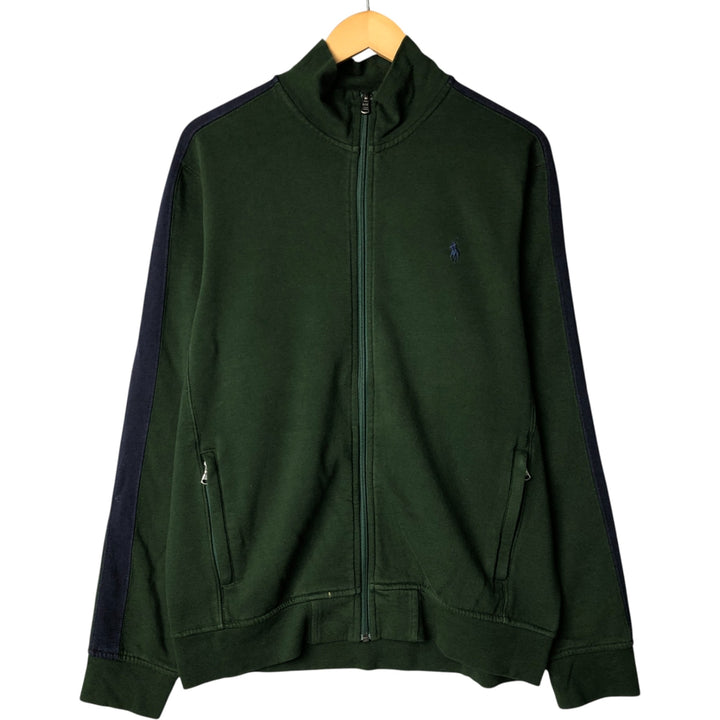 Ralph Lauren POLO by Ralph Lauren high-neck full-zip sweatshirt, men's size L cotton Green type dark green Vintage Second Hand