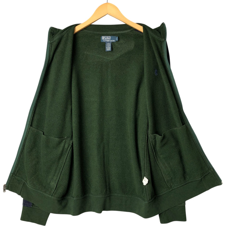 Ralph Lauren POLO by Ralph Lauren high-neck full-zip sweatshirt, men's size L cotton Green type dark green Vintage Second Hand