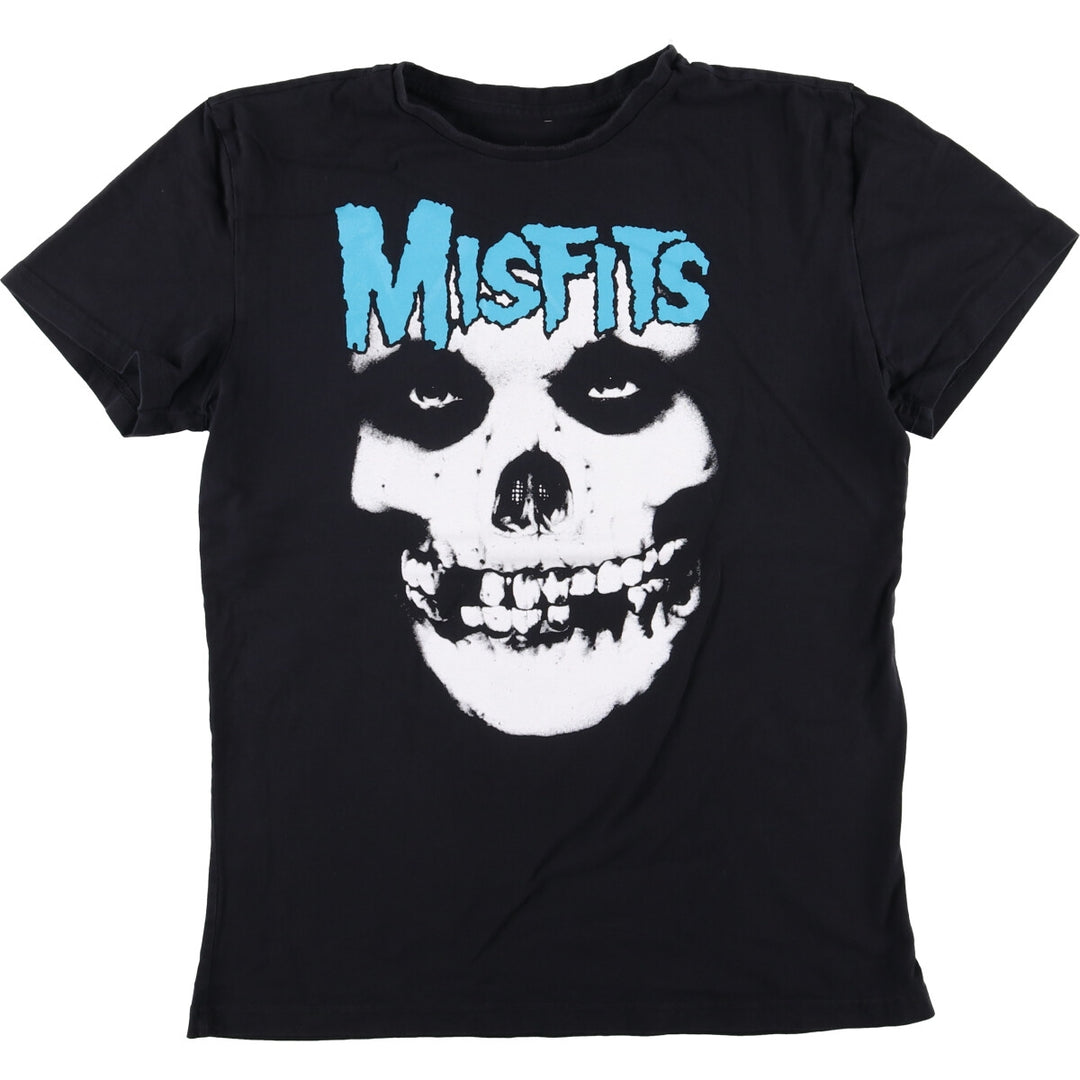 MISFITS Skull Pattern Band T-shirt, Men's M size unclear black type Vintage Second Hand
