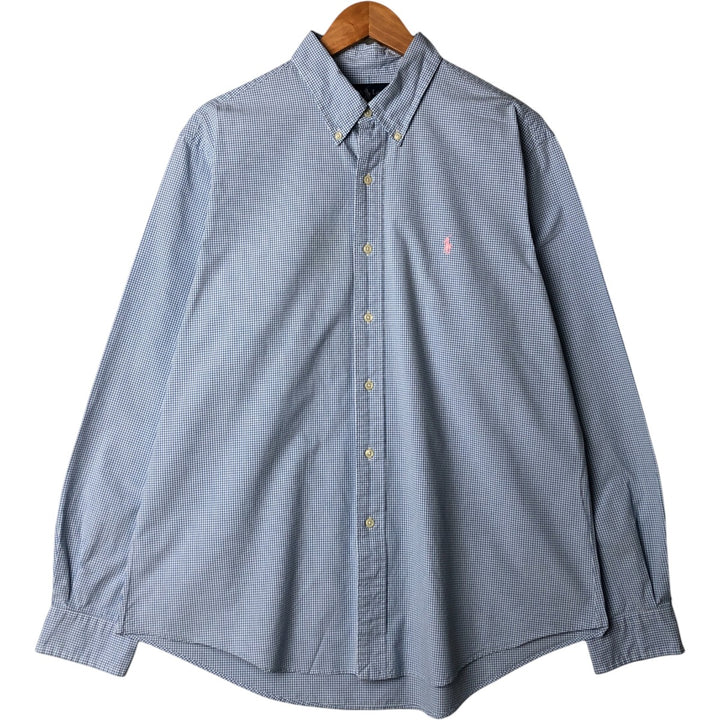 Ralph Lauren CUSTOM FIT Gingham Check Long Sleeve Button Down Check Shirt Men's XL cotton Blue type light blue Vintage Second Hand