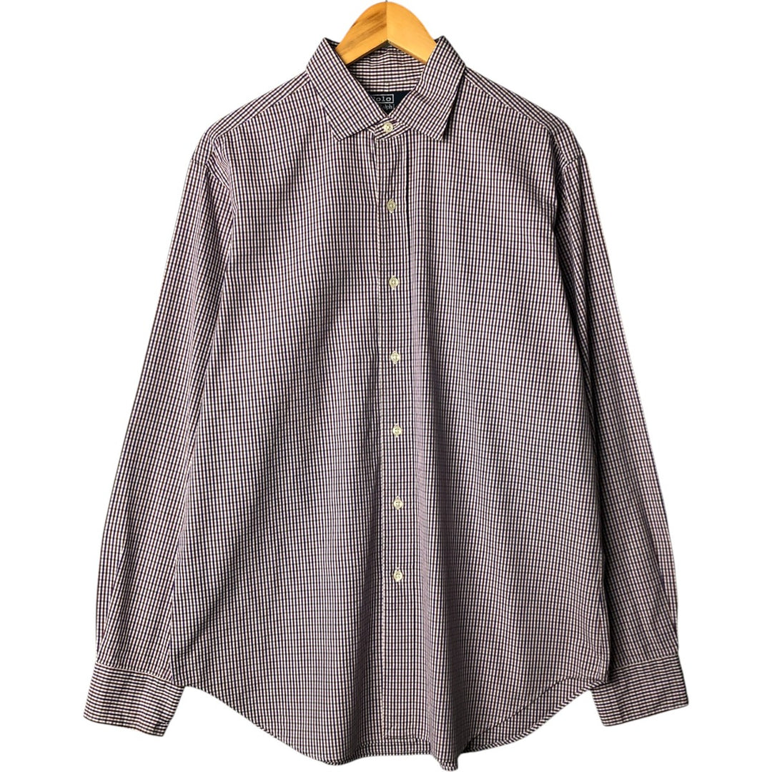 Ralph Lauren POLO by Ralph Lauren PHILIP SPORT wide collar long sleeve cotton check shirt, men's size L cotton multicolor Vintage Second Hand