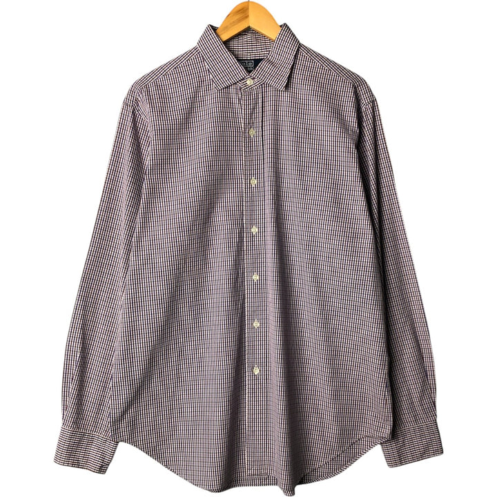 Ralph Lauren POLO by Ralph Lauren PHILIP SPORT wide collar long sleeve cotton check shirt, men's size L cotton multicolor Vintage Second Hand