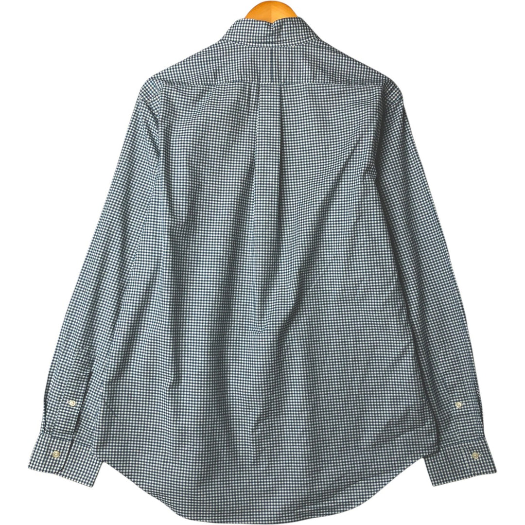 Ralph Lauren Gingham Check Long Sleeve Button-Down Check Shirt, Men's Size L cotton green type Vintage Second Hand