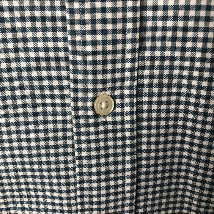 Ralph Lauren Gingham Check Long Sleeve Button-Down Check Shirt, Men's Size L cotton green type Vintage Second Hand