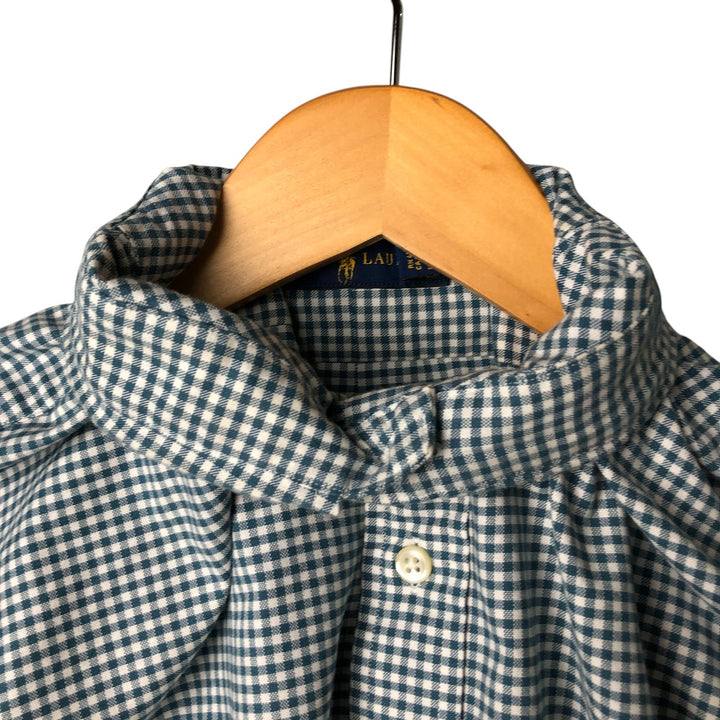 Ralph Lauren Gingham Check Long Sleeve Button-Down Check Shirt, Men's Size L cotton green type Vintage Second Hand