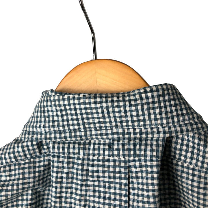 Ralph Lauren Gingham Check Long Sleeve Button-Down Check Shirt, Men's Size L cotton green type Vintage Second Hand