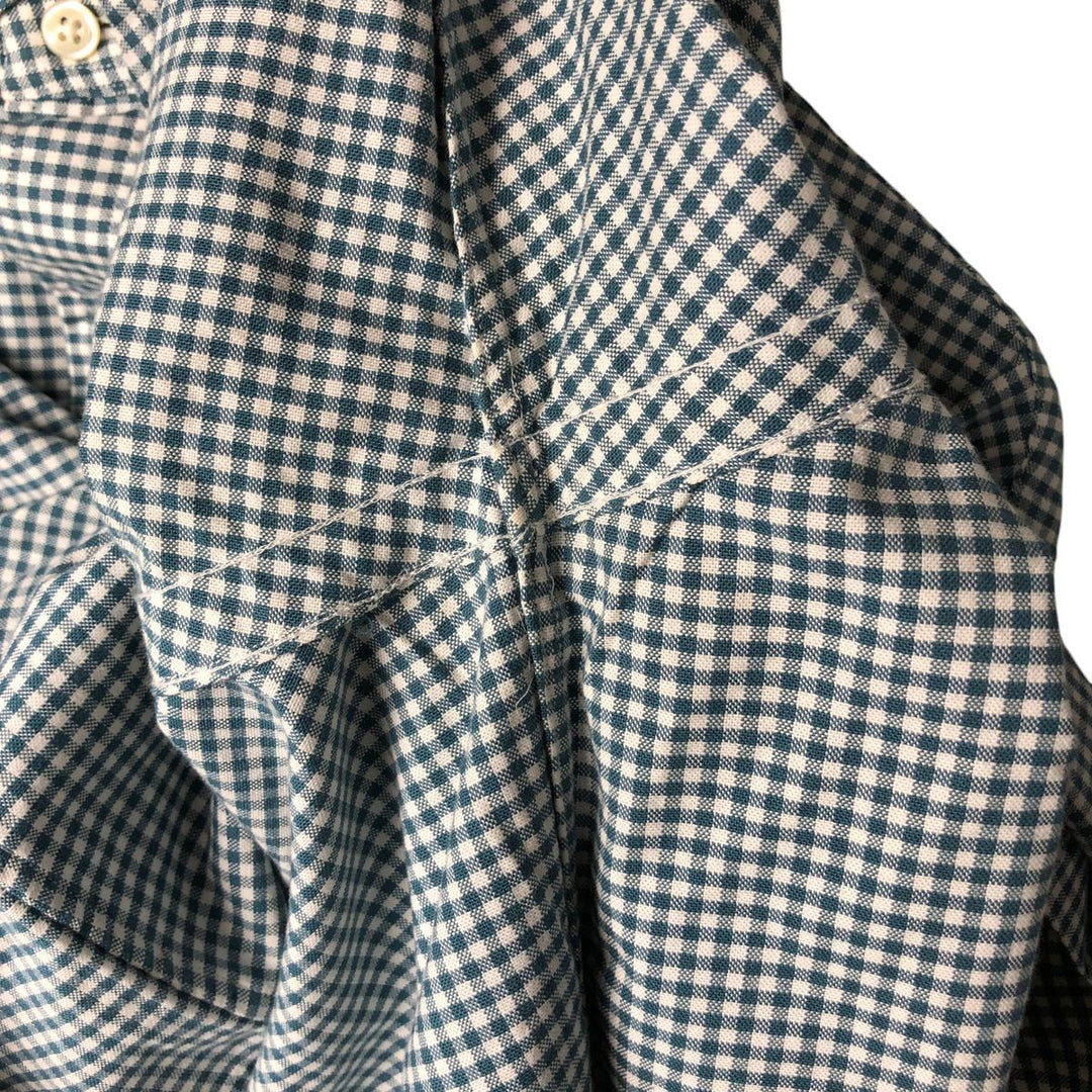 Ralph Lauren Gingham Check Long Sleeve Button-Down Check Shirt, Men's Size L cotton green type Vintage Second Hand