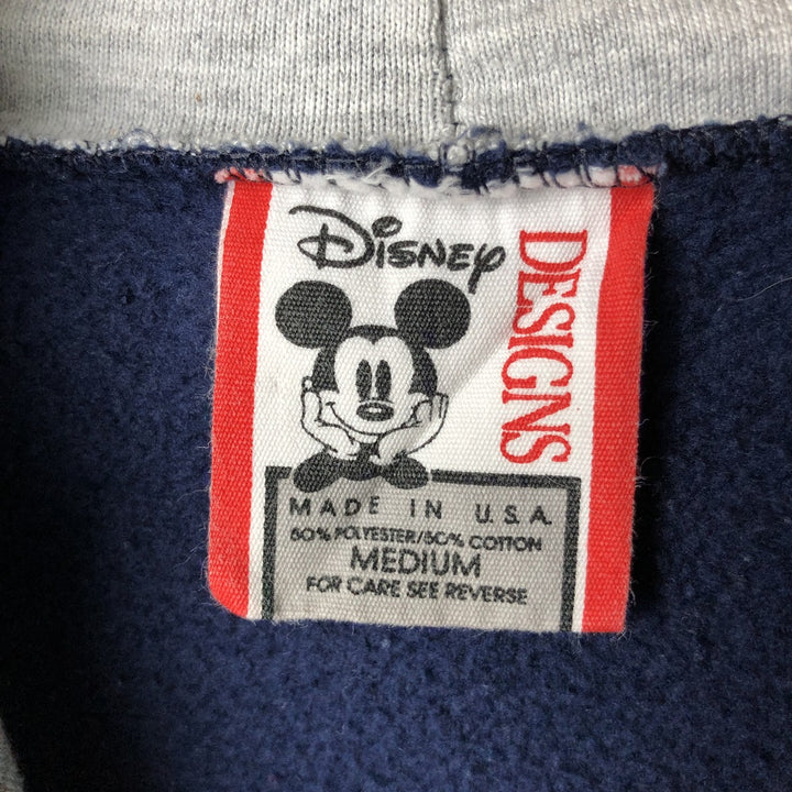 90'S Disney Designs Minnie Mouse character sweatshirt pullover hoodie, Made in USA, Men's size M cotton navy blue type Vintage Second Hand